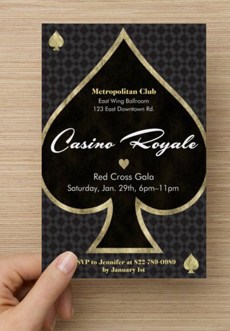 Set the tone right from the start with a fun, sexy invite. You can’t go wrong with black and gold. Spring for the foil accents if you can. Find everything you need to plan your own James Bond Casino Royale party at www.sparklerparties.com/casino-royale: Bond Casino Royale, James Bond Theme Party, James Bond Casino, James Bond Casino Royale, 007 Casino Royale, Casino Royale Theme, James Bond Party, James Bond Theme, Casino Decorations