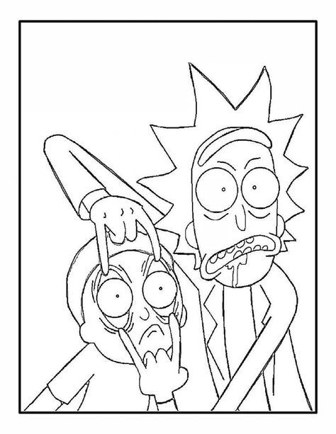 Rick E Morty, Art Mini Toile, Krusty Krab, Coloring Pages For Grown Ups, Adult Coloring Books Printables, Arte Doodle, Kitty Coloring, Hello Kitty Coloring, Cute Canvas Paintings