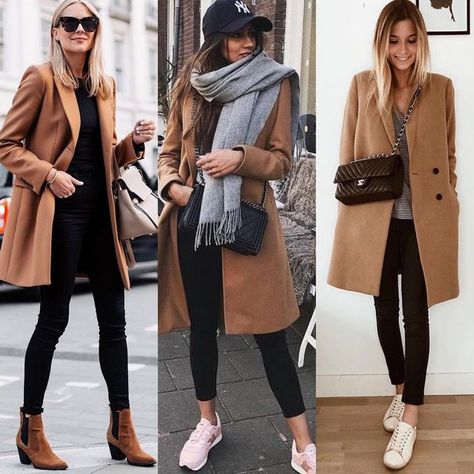 Woman on Street on Instagram: "1,2, or 3? 🤍" Caramel Coat Outfit, Trench Coat Street Style, Camel Coat Outfit Classy, Camel Coat Outfit Casual, Mantel Outfit, Camel Coat Outfit, Fall Fashion Coats, Mantel Beige, Look Casual Chic