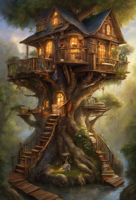 fantasy treehouse library Check more: https://paintlyx.com/fantasy-treehouse-library/ Fantasy Treehouse, Vintage Bedroom Styles, Forest Drawing, Tin Wall Art, Traditional Paint, Round Metal Wall Art, Engraving Art, Forest Creatures, Bedroom Gift