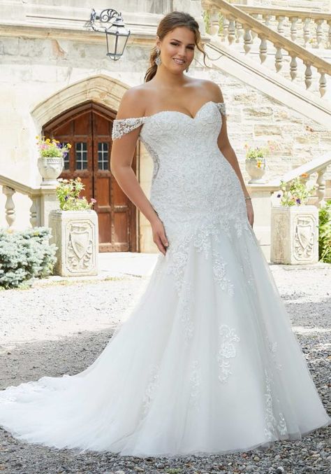 Kori Plus Size Wedding Dress | Morilee Wedding Dresses Mori Lee, Net Sleeves, Grey Prom Dress, Madeline Gardner, Plus Size Wedding Dress, Detachable Sleeves, Womens Prom Dresses, Mori Lee, Bridesmaid Dress Sizes