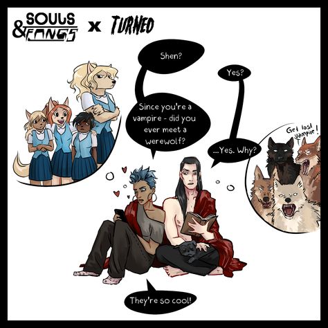 Found another pearl on #tapas ! This comic is soooo wholesome! And since it's my favourite genre I just had to make fanart... :] #comic #comicart #art #digitalart #tunred #souls&fangs #werewolf #vampire #webtoon #supernatural Vampire Webtoon, Vampire X Werewolf, Werewolf Au, Werewolf Vampire, Werewolf Name, My Favourite, Comic Art, Supernatural, Digital Art