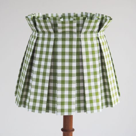 Handmade MEDIUM Box Pleat Green Gingham Fabric Loose Lampshade Cover Skirt Table Lampshade or Ceiling Pendant - Etsy Homemade Lamp Shades, Homemade Lamps, Lampshade Makeover, Handmade Lampshades, Lampshade Designs, Green Gingham, Diy And Crafts Sewing, Table Skirt, Fabric Lampshade