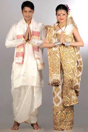 Wedding Costume - Assam East Indian Wedding, Modern Costumes, Hindu Bride, Wedding Rituals, Indian Bridal Wear, Indian Bridal Fashion, Wedding Costumes, Indian Bridal Outfits, Folk Dresses