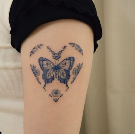 A Butterfly Tattoo, Blue Butterfly Tattoo, 16 Tattoo, Dainty Tattoos, Aesthetic Tattoo, Dream Tattoos, Dope Tattoos, Little Tattoos, Simplistic Tattoos