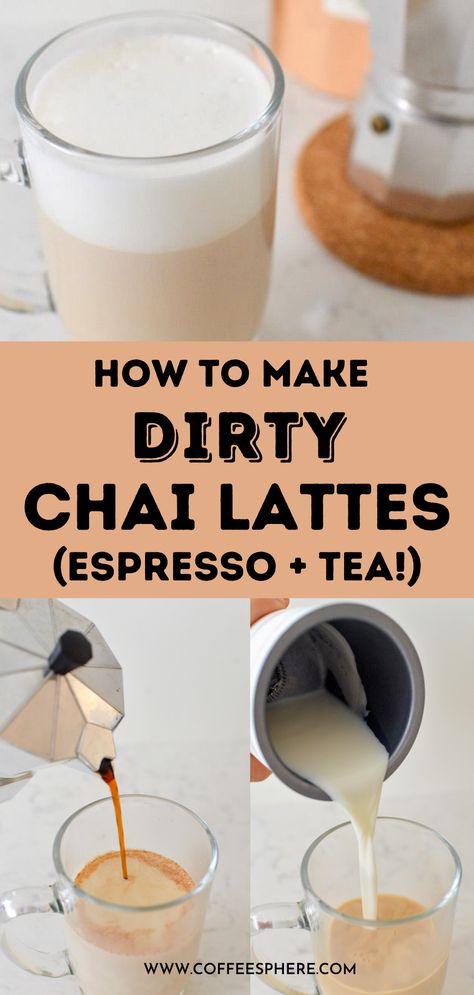 Chi Latte Recipe, Espresso Recipes Drinks, Chi Tea Latte Recipe, Chia Latte Recipe, Chai Coffee Recipe, Dirty Chai Latte Recipe, Chia Tea Latte Recipe, Iced Chai Latte Recipe, Chi Tea