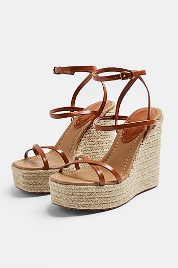 WILLA Tan Wedge Sandals Wedge Heels Outfit Dress, Tan Wedge Sandals, Backless Loafers, Platform Wedge Heels, Tan Wedges, High Wedges, Ankle Strap Wedges, High Heel Wedges, Tan Heels