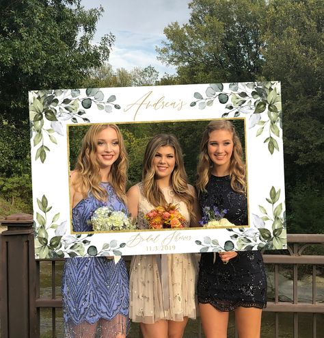 "Photo Prop Frame PRINTED, Ready to Use, Boho Greenery Bridal Shower / Baby Shower / Wedding Photo Booth, Succulent Photo Prop, Selfie Frame Get ready to make some memories and add some fun to your special event! ★READY TO USE RIGHT OUT OF THE BOX! ★Ships Free ★Text can be changed to fit any occasion *  Printed on sturdy, 4mm coroplast (corrugated plastic) *  Made with UV ink to last *  Frames can be used for indoor and outdoor events *  Resists the elements *  Won't flop around like thinner mat Photo Prop Frame, Party Photo Frame, Bridal Shower Photo Prop, Frame Printable, Printable Photo Props, Photo Frame Prop, Bridal Shower Photos, Photos Booth, Wedding Photo Props