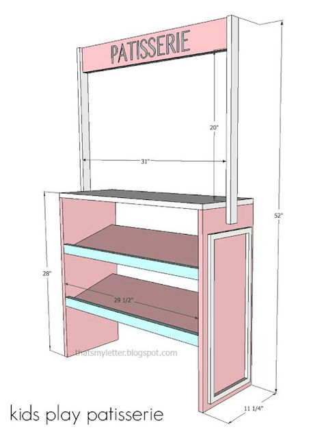 DIY Play Patisserie Stand | Brooklyn Limestone Playhouse Themes, Diy Kids Play, Deco Buffet, Kids Play Kitchen, Kids Pretend Play, Play Shop, Lemonade Stand, Kids Kitchen, Dramatic Play