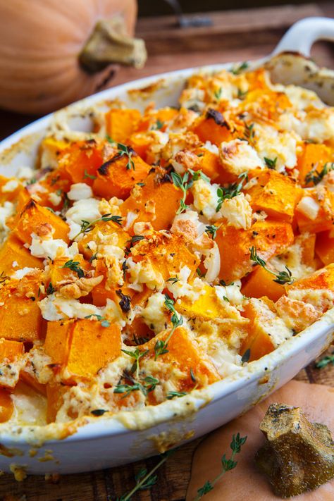 Butternut Squash and Feta Gratin Recipes Winter, Cooking Vegetarian, Feta Recipe, Winter Vegetable, Fresh Eats, Side Work, Quit Sugar, Butternut Squash Recipes, Holiday Meals