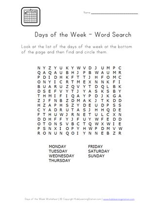 Days Worksheet, Word Search Printables, Learning Stations, Worksheet For Kids, Service Learning, Language Resources, English As A Second Language, Days Of The Week, All Kids