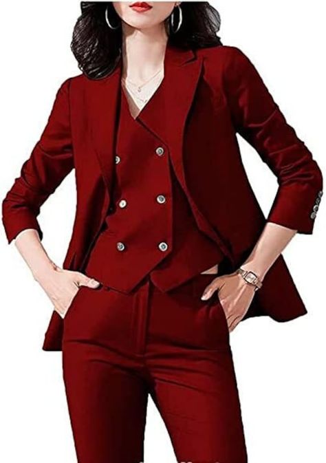 Womens Suit Vest, 80s Prom Dress, 80s Prom, Wedding Tuxedo, Set Plus Size, Plus Size Suits, Ladies Blazer, Woman Suit Fashion, Red Suit