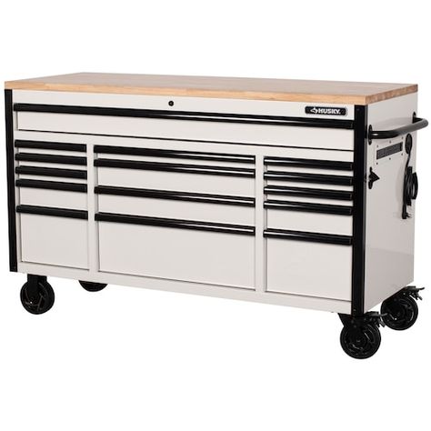 Husky Cabinet Garage, Tool Box Changing Table, Husky Workbench, Husky Tool Box, Custom Tool Boxes, Organized Ideas, Workbench With Storage, Workbench Stool, Husky Logo