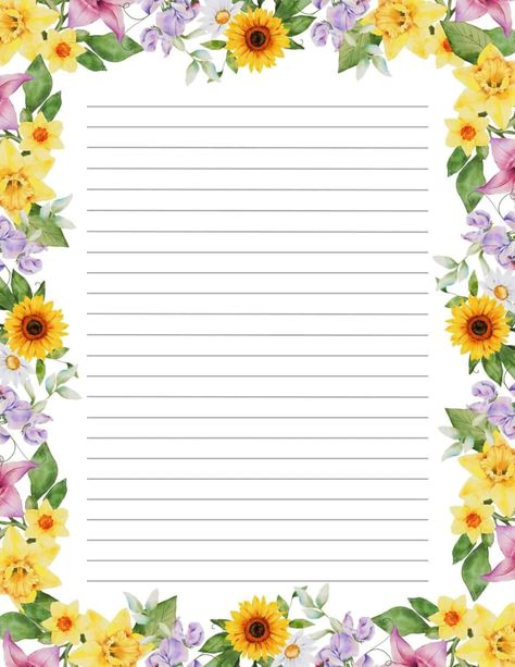 Letter Stationary Free Printable, Free Printable Stationary With Lines, Free Stationary Printable Templates, Border Templates Printable Free, Letter Templates Printable Free, Letter Paper Design, Stationary Printable Free, Rose Diy Paper, Spring Writing Paper