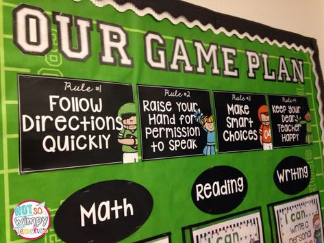 Ten Mistakes Teachers Make Sports Bulletin Boards, School Sports Theme, Sports Classroom, Teaching Rules, Focus Boards, Sports Theme Classroom, Team Theme, Whole Brain Teaching, I Can Statements