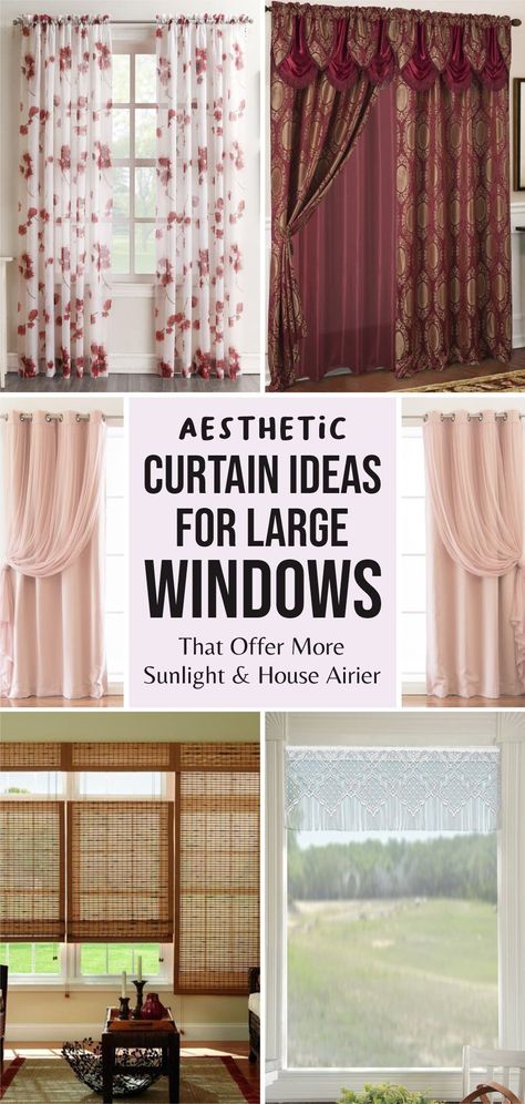 Big Front Window Ideas Living Rooms, Loft Windows Ideas Curtains, Large Window Curtain Ideas, Curtain Ideas For Large Windows, Large Window Treatments Living Rooms, Large Window Ideas, Large Window Decor, Picture Window Curtains, Large Windows Living Room