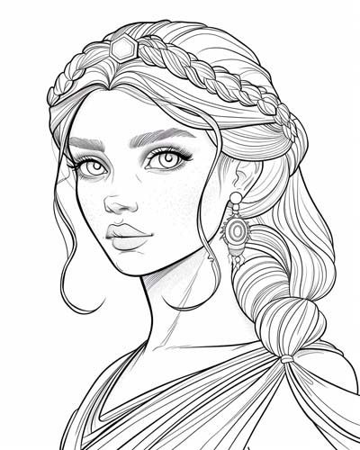 Aphrodite Coloring Page, Persephone Drawing Greek Mythology, Hades Drawing Greek Mythology, Aphrodite Drawing Sketch, Goddesses Drawing, Greek Coloring Pages, Ancient Greek Drawing, Greek Goddess Drawing, Persephone Drawing