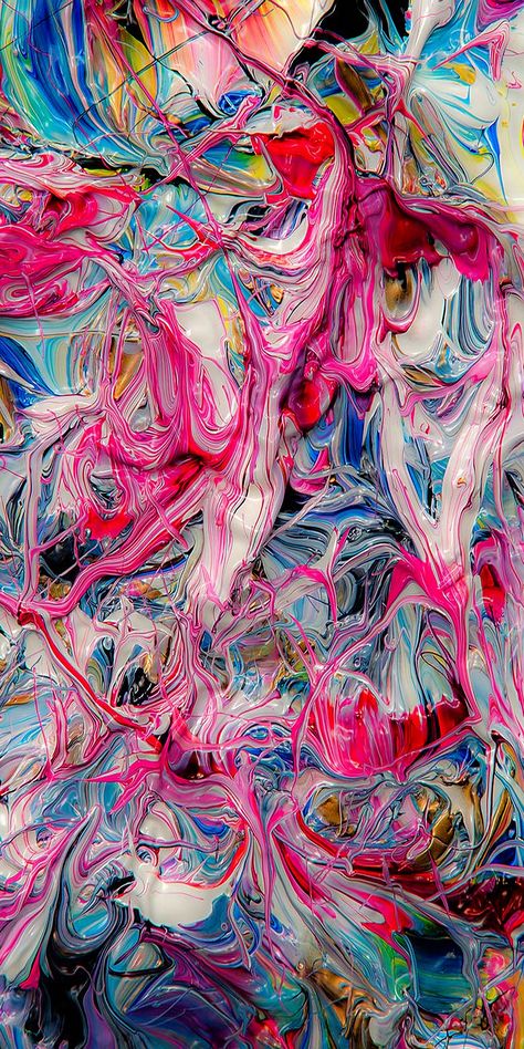 paint Abstract Painting, Pink, Blue, White