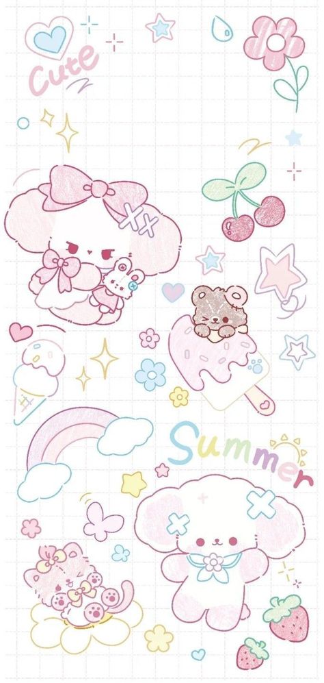 Walpaper Wathsapp Cute, Creative Wallpapers, Phone Background Wallpaper, My Melody Wallpaper, Kawaii Background, Cute Mobile Wallpapers, Wallpaper Doodle, Sanrio Wallpaper, Iphone Wallpaper Photos