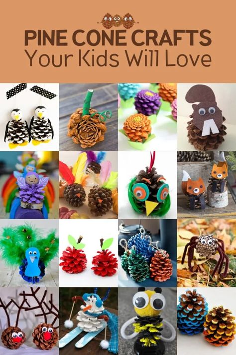 Pine Cone Crafts for Kids: 25 of the Cutest Ideas - DIY Candy Pine Cone Crafts For Kids, Pinecone Crafts Kids, Pinecone Crafts Christmas, Painted Pinecones, Pine Cone Art, Cone Crafts, Pine Cone Decorations, Cones Crafts, Pine Cone Crafts