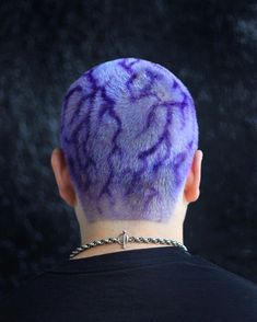 Outfits With Shaved Head, Lightning Hair Design, Buzzed Head Design Men, Shaved Head Bleach Designs, Shaved Head Flames, Purple Buzzcut Men, Hair Color Designs Men, Buzz Head Design, Buzz Cut Designs Men