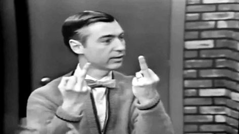 Mr. Rogers Flipping the Double Bird With a Giant Smile to Children On His TV Show 1967 #Old #Vintage #Retro Where Is Thumbkin, Mr Rodgers, Mister Rogers Neighborhood, Fred Rogers, Mr Rogers, Sketch Comedy, Celebrity List, The Way You Are, Tall Guys