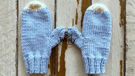 Knitted Mittens Free Pattern Two Needles, How To Knit Mittens For Beginners, Chunky Mittens Knitting Pattern Free, Knitting Tote Bag Pattern, Kids Mittens Knit, Easy Mittens, Mittens Knit, Towel Toppers, Knitting Gloves Pattern