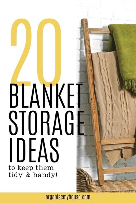 Blanket Box Diy, Blanket Storage For Nursery, Ikea Blanket Storage, Side Table Blanket Storage, How To Display Blankets In Living Room, Blankets Display Ideas, What To Do With Extra Blankets, Hanging Blankets On Wall Hooks Living Room, Blanket Storage Display