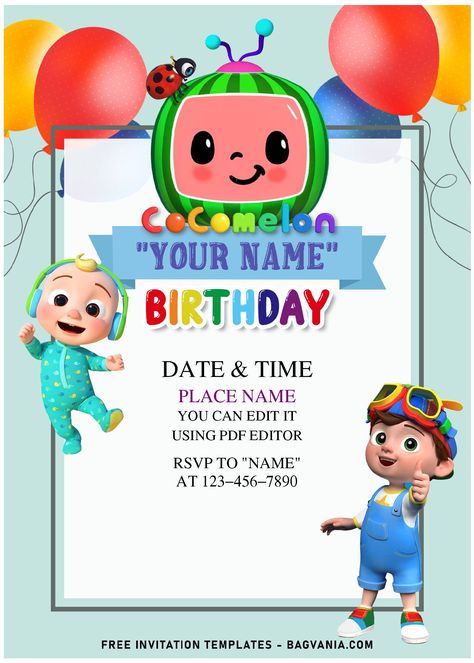 Get (Free Editable PDF) Colorful Balloons Cocomelon Birthday Invitation Templates #free #freeinvitation2019 #birthday #disney #invitations #invitationtemplates Cocomelon Invitation Card Template Free, Cocomelon Bday Invitation, Cocomelon Theme Invitation Card, Cocomelon Edits, Cocomelon Party Invitation Template Free, Cocomelon Invitation Template Editable, Cocomelon Invitation Card Template, Cocomelon Invitation Card, Cocomelon Invitation Template