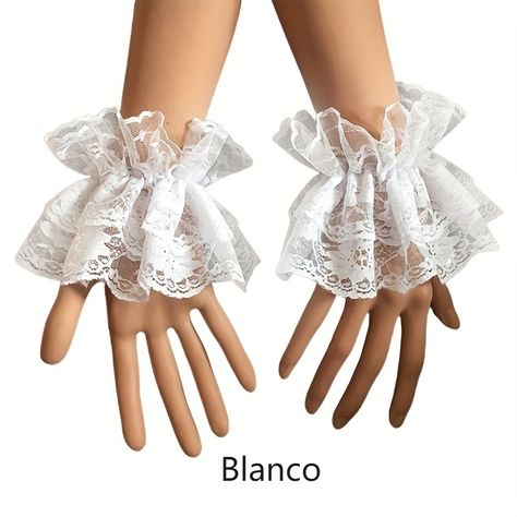 Bridal Gloves, Lace Cuffs, Lace Gloves, Wrist Cuffs, Elastic Bracelet, Halloween Kostüm, Halloween Disfraces, Lace Edging, Lace Sleeves