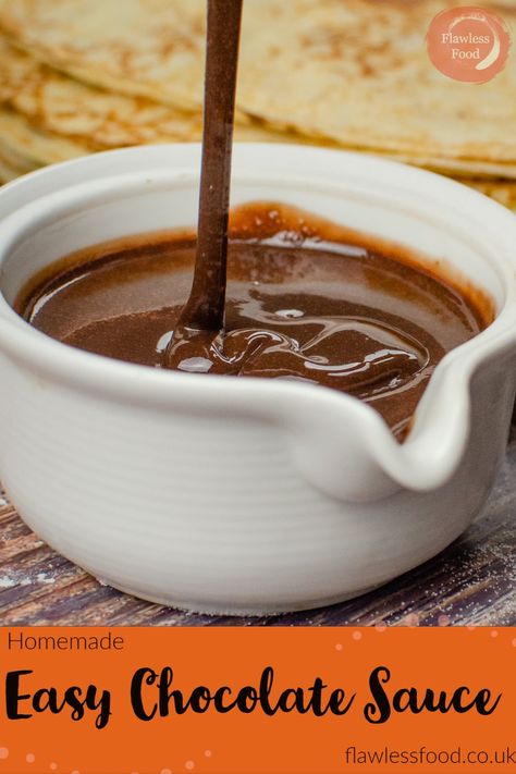 This easy chocolate sauce recipe is so simple and quick to make using cocoa powder, sugar and your choice of flavouring, in this case vanilla extract. Then you can choose double cream, single cream or milk depending how thick and rich you want the sauce?Using cream makes a thicker chocolate fudge flavoured sauce whereas milk will result in a runny chocolate syrup.Can be served hot or cold poured on puddings, drizzled over ice creams, pancakes and cakes or dip fruit into it. This homemade chocola Easy Chocolate Sauce, Recipe With Cocoa Powder, Chocolate Sauce Recipe, Chocolate Syrup Recipes, Homemade Chocolate Fudge, Homemade Chocolate Sauce, Hot Chocolate Sauce, Chocolate Sauce Recipes, Cocoa Powder Recipes