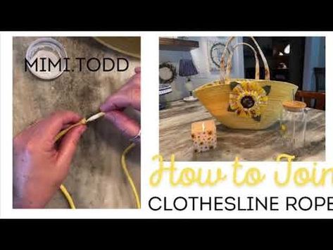 How To Join Clothesline Rope - YouTube Clothesline Basket, Rope Bowls, Rope Basket, Clothes Line, Two Pieces, Sewing Projects, Baskets, Bowl