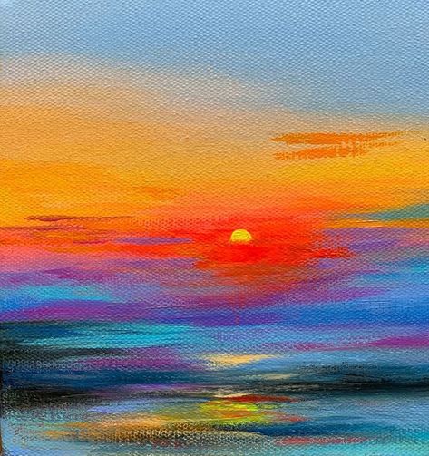 Acrylic Sunrise Painting, Happy Painting Ideas, Amita Dand, Art Mini Toile, Canvas Painting Projects, Canvas Painting For Beginners, Sunset Canvas Painting, Piskel Art, Painting For Beginners