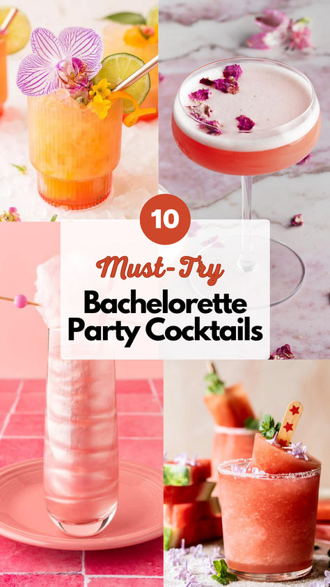 Bachelorette Party Cocktails Alcohol Themed Bachelorette Party, Bachelorette Mixed Drinks, Cocktails Bachelorette Party, Foods For Bachelorette Party, Hens Party Cocktails, Mixed Drinks For Bachelorette Party, Bach Party Cocktails, Bachelorette Shots Recipes, Bach Party Drinks