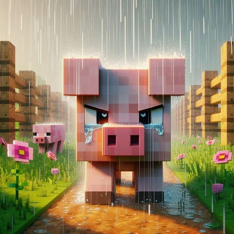 Minecraft movie : Revenge of a pig 🐷 Minecraft Movie, Minecraft Pig, Minecraft Images, Challenging Puzzles, Little Pigs, Unique Image, Creepers, Revenge, The Journey