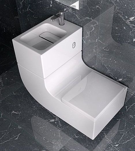 Combined loo and basin- Made by  Roca this is called the W+W (washbasin and watercloset) #bathroom #smallspace Sink Toilet Combo, Klein Toilet, Architecture Villa, Lavabo Design, Space Saving Bathroom, Toilet Sink, House Villa, Interior Luxury, Modern Toilet