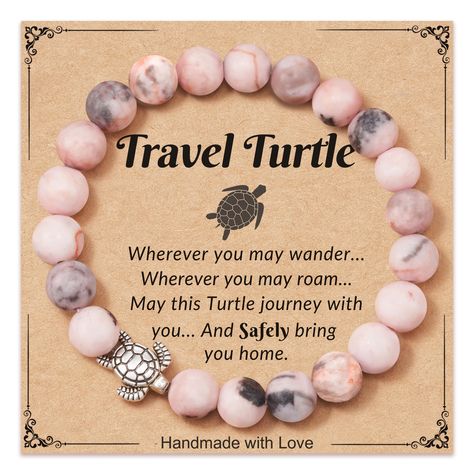 PRICES MAY VARY. Turtle Gift - The turtle symbolizes patience and stability, and it is hoped that it will allow the wearer to remain patient and stable on the road while enjoying exploration and adventure Best Gifts for People Who Travel - Come with a meaningful quotes card, this turtle bracelet is the perfect gifts idea for your family, friends, and turtle lovers. It will bring good luck and blessings to the travelers, and she will love this gift Material & Size - Our sea turtle bracelet is mad Gifts For People Who Travel, Mindful Crafts, Sea Turtle Gifts, Friendship Bracelet Patterns Easy, Sea Turtle Bracelet, Turtle Jewelry, Turtle Gifts, Turtle Bracelet, Turtle Charm