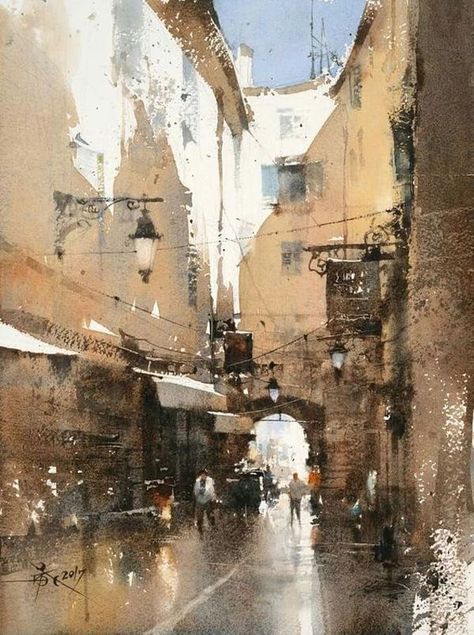 Chien Chung Wei, Thomas Schaller, Master Watercolor, Watercolor City, Watercolor Workshop, Watercolor Architecture, People Walking, Watercolour Inspiration, City Painting