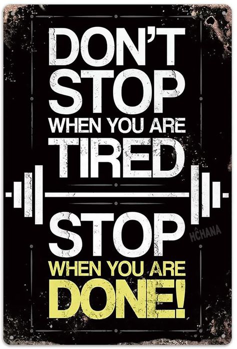 PRICES MAY VARY. [Don't Stop] - Exercise Workout Motivation Quote : Ideal as wall decorations for gym, fitness, yoga room, home decor. Material : tin / Metal. Made from high-quality, eco-friendly wall decorations. 4 Corner Holes Pre-drilled for easy mounting on your walls. Tin Sign size : 7.8x11.8Inch (20cmx30cm) Looks great in your home, gym, fitness or yoga room. Creating a motivation atmosphere for your workout moment to reach your goal !! NaCraftTH Metal Iron Tin Sign [Don't Stop] Exercise W Best Workout Schedule, Running Workout Plan, Diet Motivation Quotes, Fitness Motivation Quotes Inspiration, Gym Quote, Workout Schedule, Kettlebell Workout, Motivational Quotes For Working Out, Gym Motivation Quotes