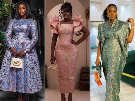 30+ Beautiful Brocade Material Styles for Ladies 2024 Brocade Asoebi Styles, Brocade Asoebi, Material Styles For Ladies, Flare Gown Styles, African Print Styles, Material Styles, Yakoema Fashion, Nigerian Lace Styles, Best Fashion Designers