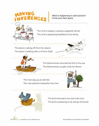 Worksheets: Making Inferences Pictures Personal Narrative Graphic Organizer, Inferring Lessons, Inference Pictures, Opinion Writing Graphic Organizer, Worksheets 1st Grade, Picture Comprehension, Writing Graphic Organizers, Transition Words, Making Inferences