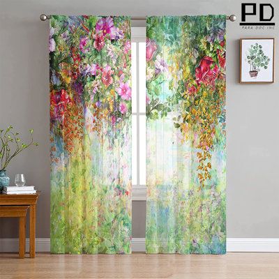 Semi Sheer Curtains, Tulle Curtains, Studio Interior Design, Voile Curtains, Sheer Curtain Panels, Drape Panel, Ceiling Installation, Floral Curtains, Thermal Curtains