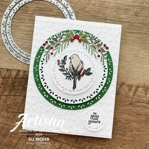 Christmas In July Sneak Peek - Aromas and Art Xmas Card Craft, Hand Crafted Cards, Nature Card, 2024 Christmas, Paper Crafts Card, Stampin Up Christmas Cards, Stampin Up Christmas, Hand Of Cards, Bird Cards