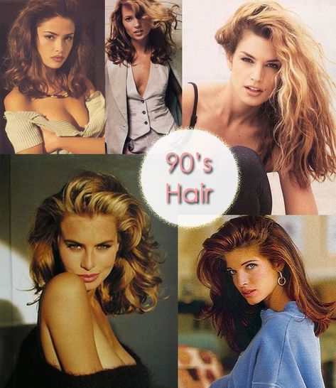 Big 90's Hair Inspiration | Shoulder Dusting Glamazon Styles | ...love Maegan | Bloglovin’ 1990s Hair, Supermodel Hair, Chignon Simple, 90s Grunge Hair, 90s Hair, Makeup Tip, 90s Supermodels, Big Shoulders, Different Hair