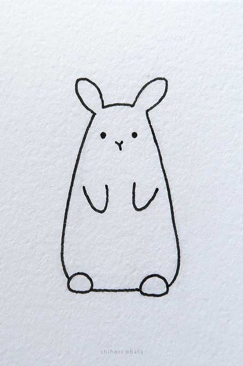 Bunny Rabbit Drawing, Rabbit Drawing Easy, Easy Bunny Drawing, Bunny Sketches, Simple Cat Drawing, Doodle Page, Cute Small Drawings, Dibujo Simple, Cute Bunny Rabbit