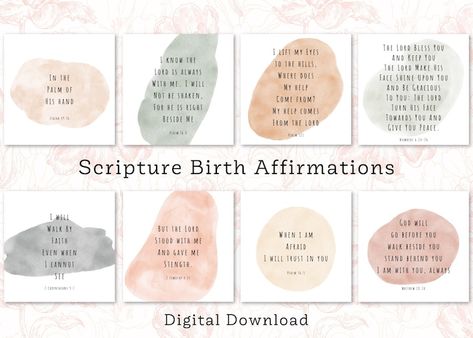 Birth Affirmation Cards, Birth Quotes, Positive Birth, Peace Scripture, Birth Affirmations, Powerful Scriptures, Bible Verse Cards, Birth Cards, Positive Affirmation Cards