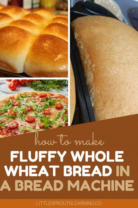 Fluffy Whole Wheat Bread, Breadmaker Bread Recipes, Whole Wheat Bread Machine, Easy Whole Wheat Bread, Bread Machine Wheat Bread Recipe, Bread In A Bread Machine, Sourdough Bread Machine, Best Whole Wheat Bread, Bread Machine Recipes Healthy