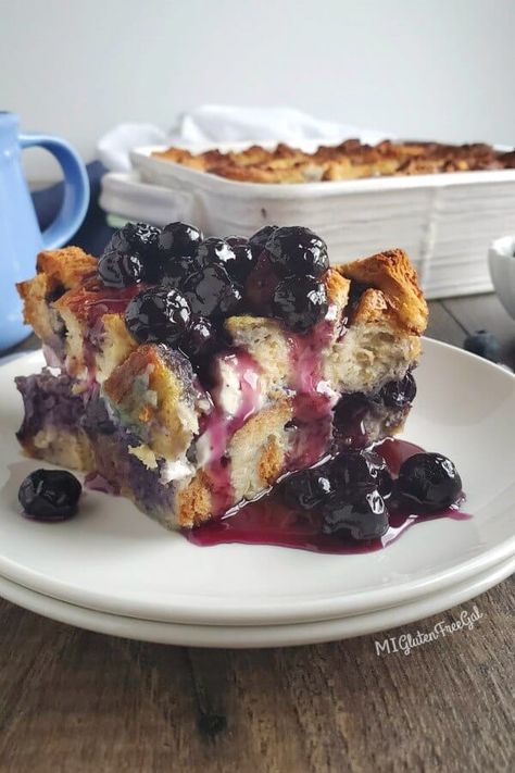 Gluten Free Overnight French Toast, Celiac Breakfast, Blueberry Cheesecake French Toast, Gluten Free French Toast Casserole, Team Breakfast, Pancake Casserole, Blueberry French Toast Bake, Gluten Free Brunch Recipes, Gluten Free French Toast