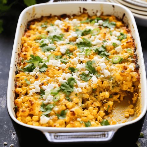 Mexican Street Corn casserole Mexican Corn Casserole, Mexican Street Corn Casserole, Street Corn Casserole, Mexican Casseroles, Jet Tila, Mexican Street Corn Recipe, Street Corn Recipe, Yummy Veggies, Christmas Meals