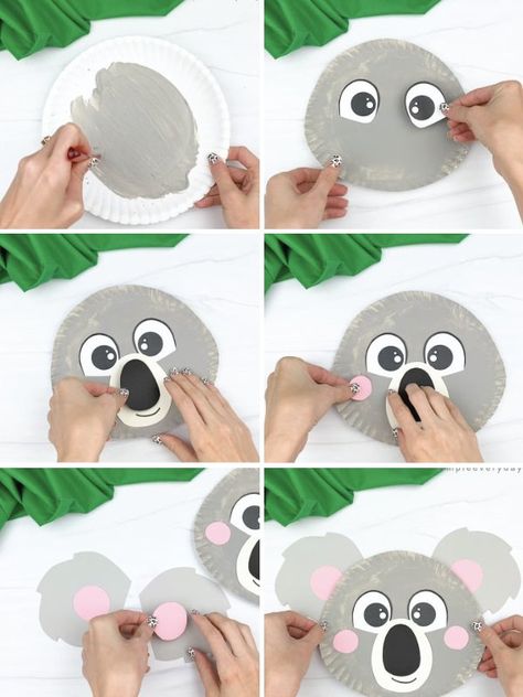 Koala Craft Preschool, Koala Template, Koala Craft, Color Of The Week, Paper Plate Crafts, The Button, Craft Tutorial, Preschool Ideas, Paper Plate